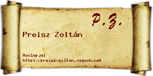Preisz Zoltán névjegykártya